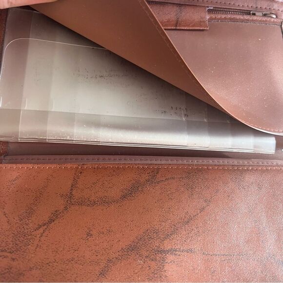 Vintage Buxton Leather Wallet Floral Embossed Top Grain Cowhide Marbled Brown - Picture 5 of 14